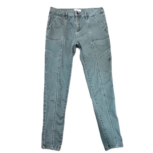 FOREVER 21 SKINNY OLIVE GREEN TWILL UTILITY PANTS WAIST 27 LENGTH 28” - Picture 3 of 11